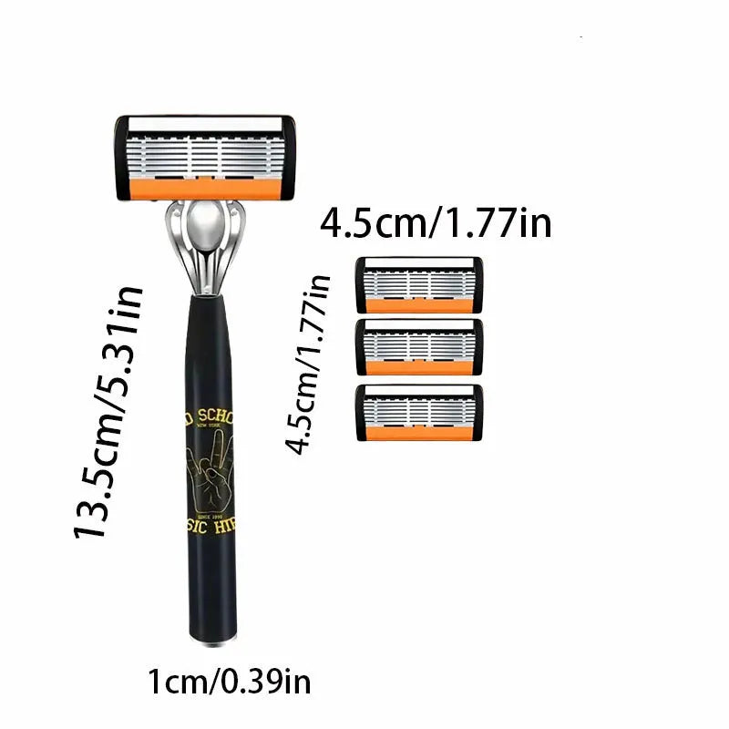 Black six-layer finger handle for manual shaver cutter head assembly with blade packs