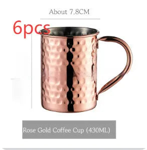 Stainless steel Moscow Mule cup with copper plating in a choice of colours and hammered or smooth finish.