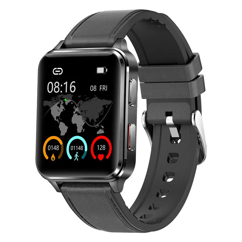 Multi-sport smartwatch with a 1.7-inch blue touchscreen on a silicone wristband.