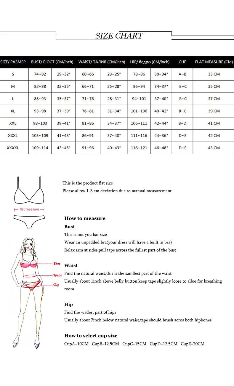 Three-piece push-up bikini set with backless top and matching skirt in polyester fabric