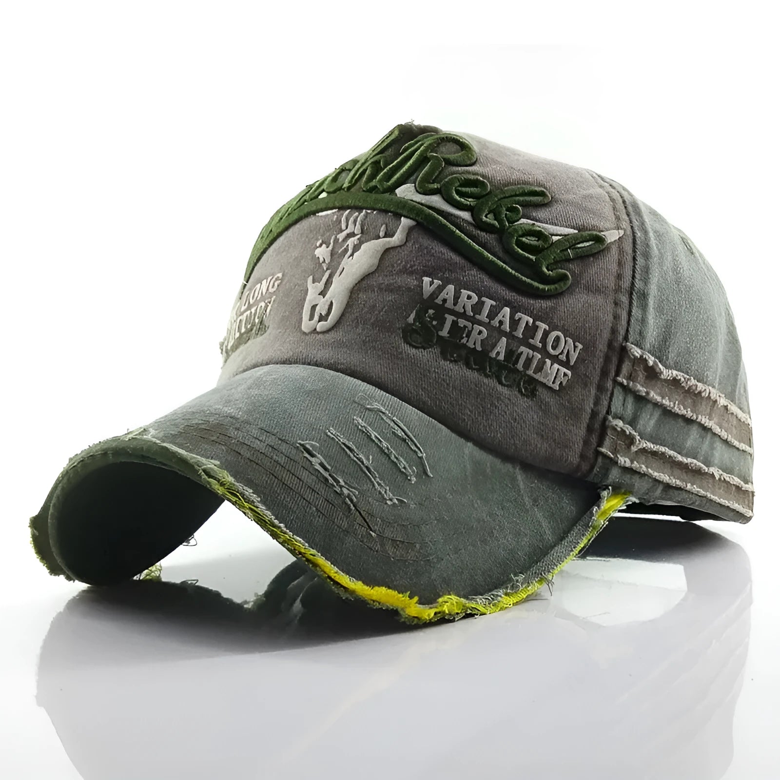 Retro denim baseball cap for men and women, adjustable wide brim, available in black