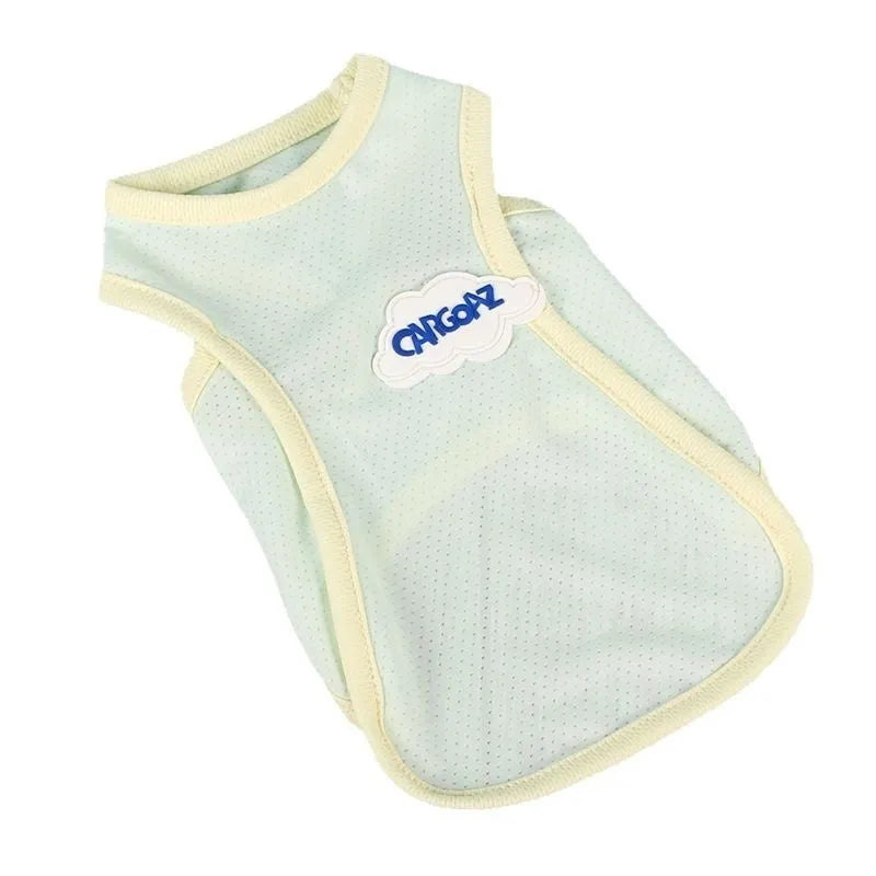Lightweight polyester cat vest in sports style, available in grass green and taro purple colours