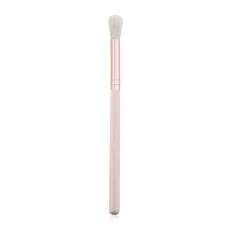 26 pink makeup brushes with wool bristles and wooden handles in PU storage bag