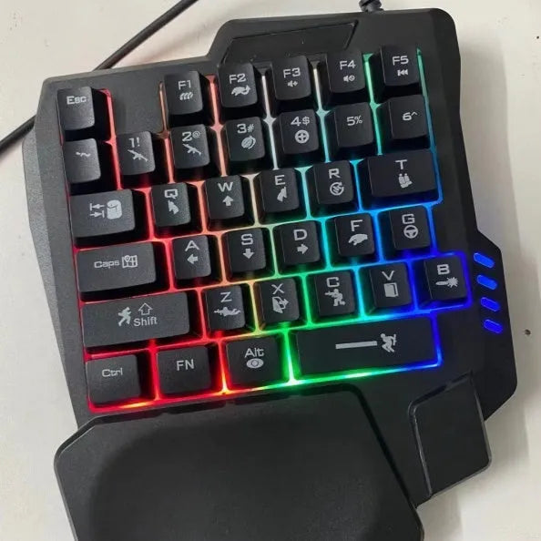 Single-handed wired keyboard and mouse suit with ABS build and 1.5 metre cable