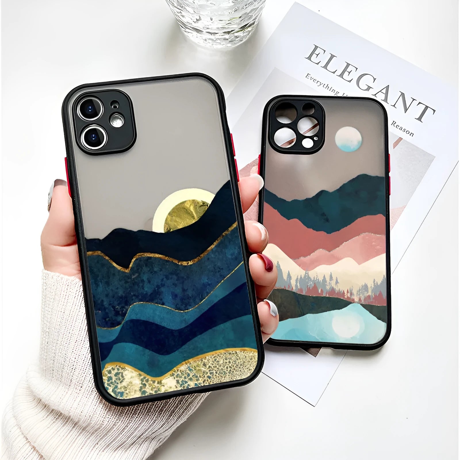 Retro oil painting black TPU phone case for iPhone showing artistic design