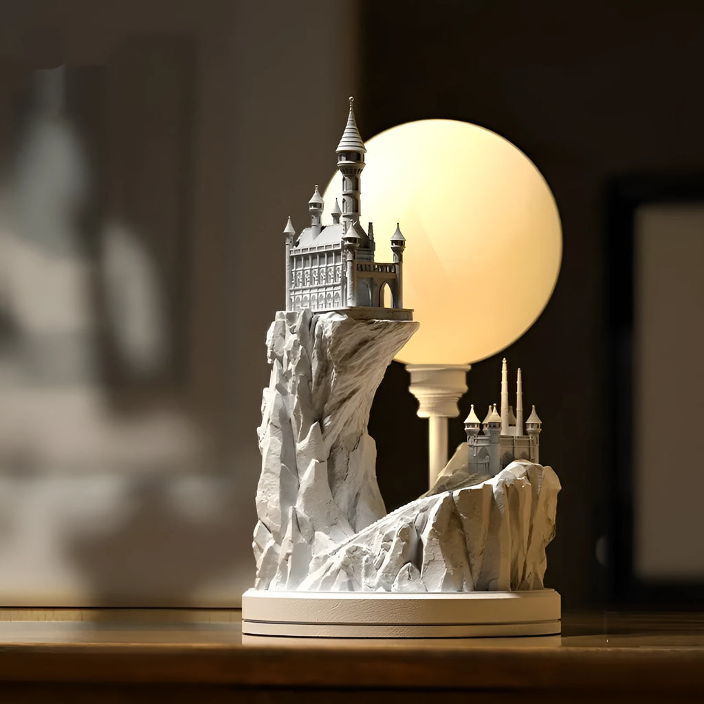 White composite gypsum desk lamp with wire control switch for bedroom night lighting