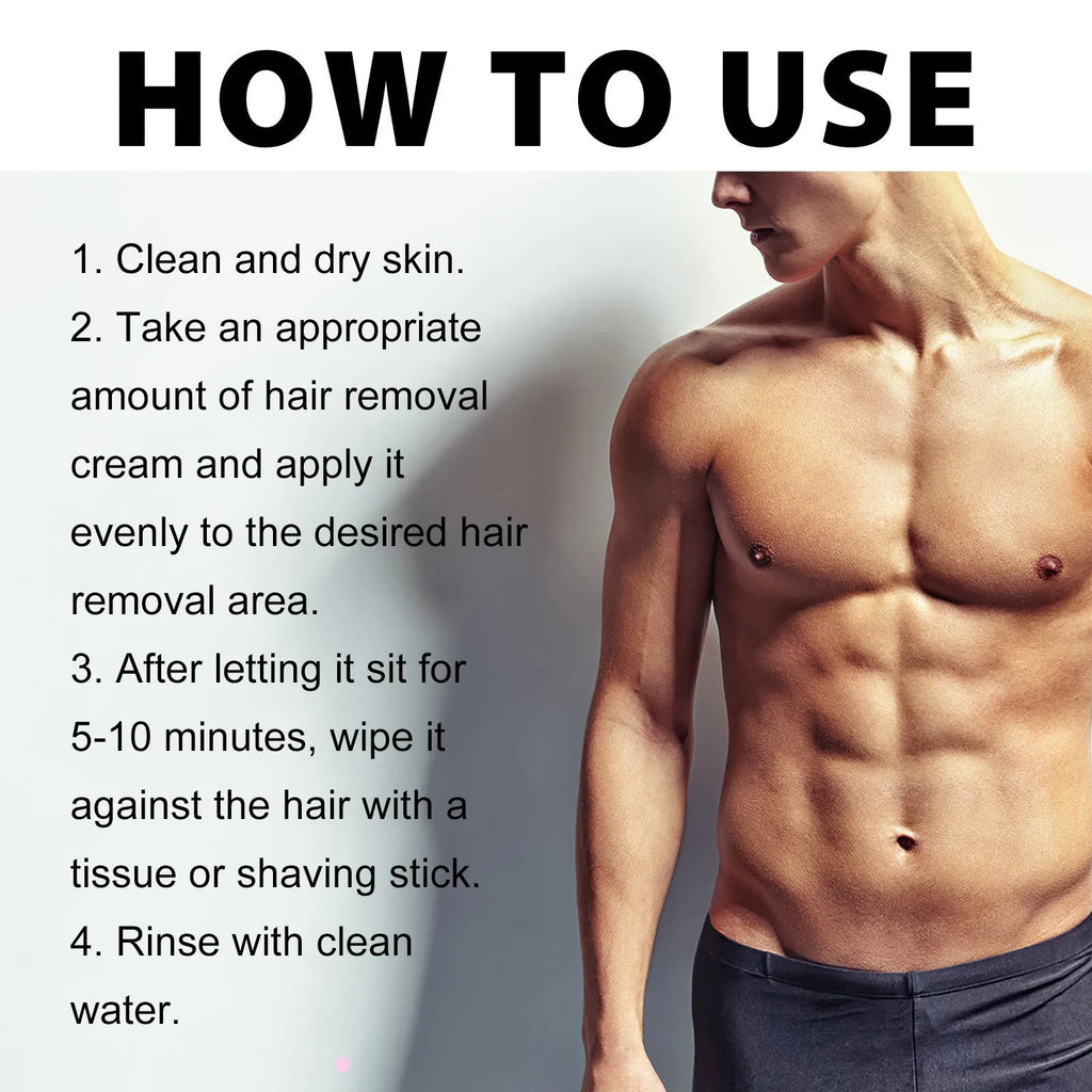 Men's hair removal cream tube for beard armpit hand and leg depilation 100ml mild formula