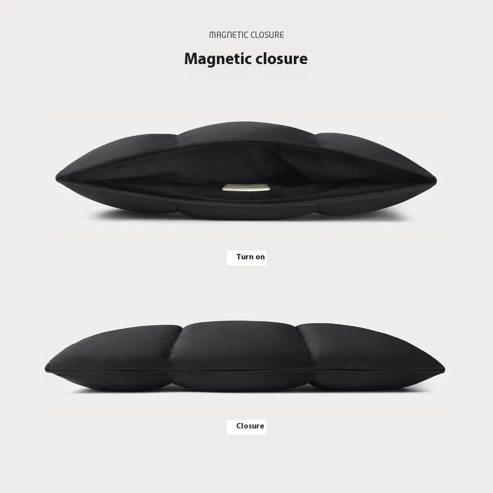 Soft fluffy polyester laptop sleeve for 13-15.6 inch devices in black or khaki with visible sewing thread