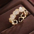 Adjustable opening couples ring with heart design in gold or silver colour