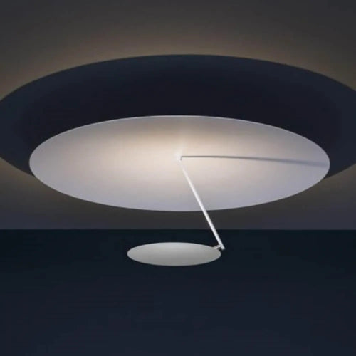 Iron ceiling lamp with 50cm diameter in All White or White Gold finish featuring LED warm light