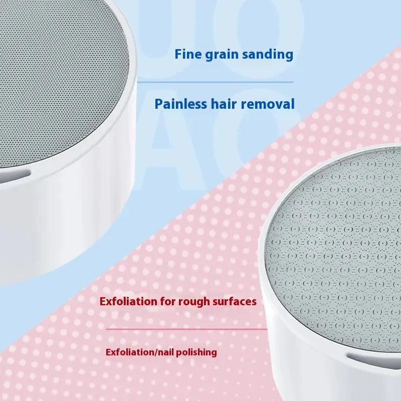 2-in-1 nano glass epilator and dead skin remover foot grinder device in plastic construction