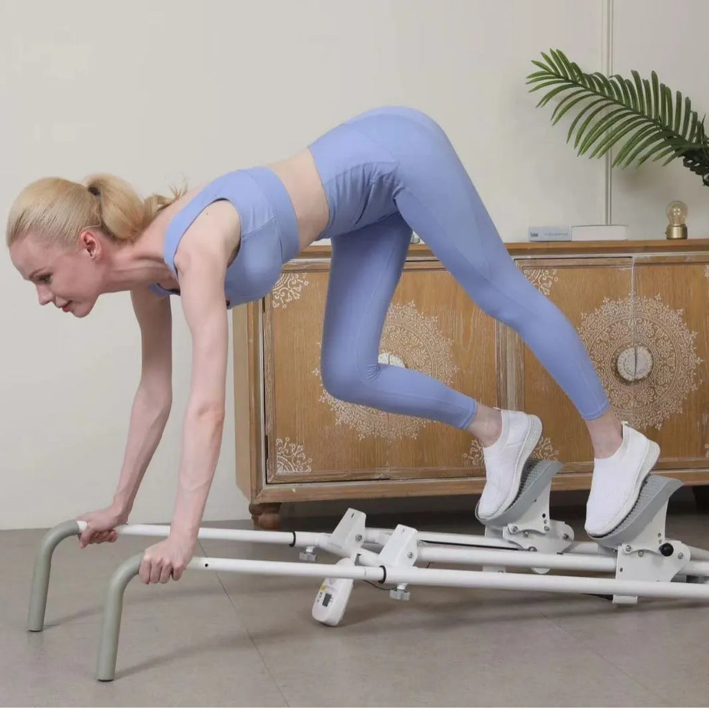 White foldable multi-function treadmill and climbing frame home fitness equipment