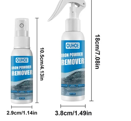 Automotive rust remover spray bottle with blue square sponge applicator for car rust treatment