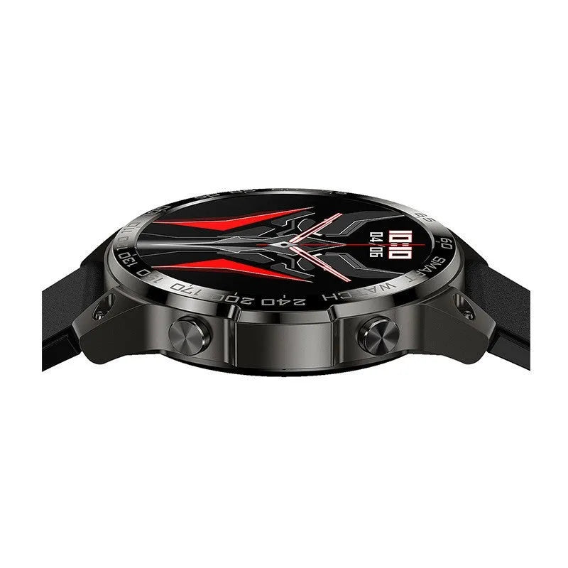 Bluetooth calling sports watch with round AMOLED screen and silicone strap in multiple colour options