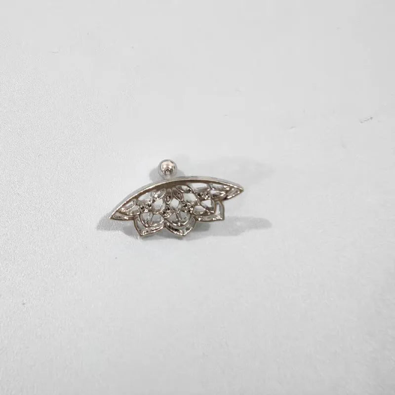Spider web stud earrings with geometric mesh pattern in gold and silver electroplated colours