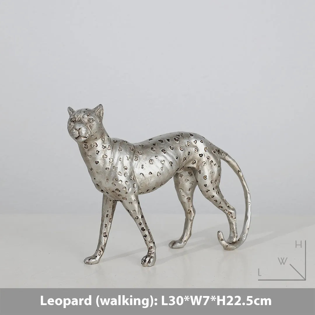 Resin leopard figurine ornament in American Leopard colour pattern for home decoration