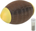Elliptical catnip ball toy made from brown recycled corrugated paper for scratching and play.