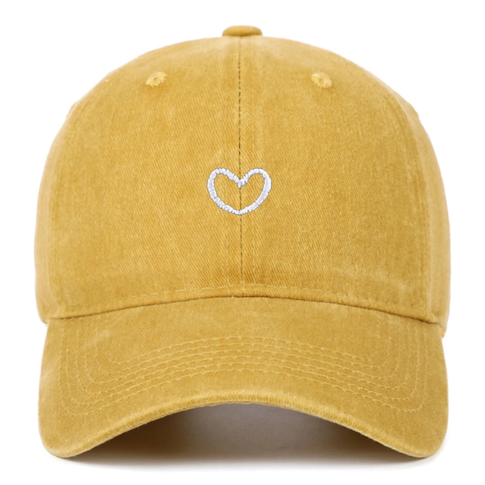 Retro embroidered cotton peaked cap in an adjustable size on a neutral background.
