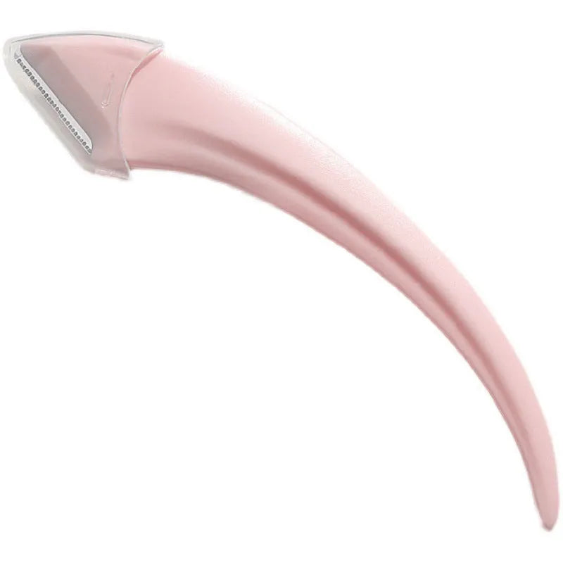 Curved moon eyebrow trimming knife with comb in white and pink colour options