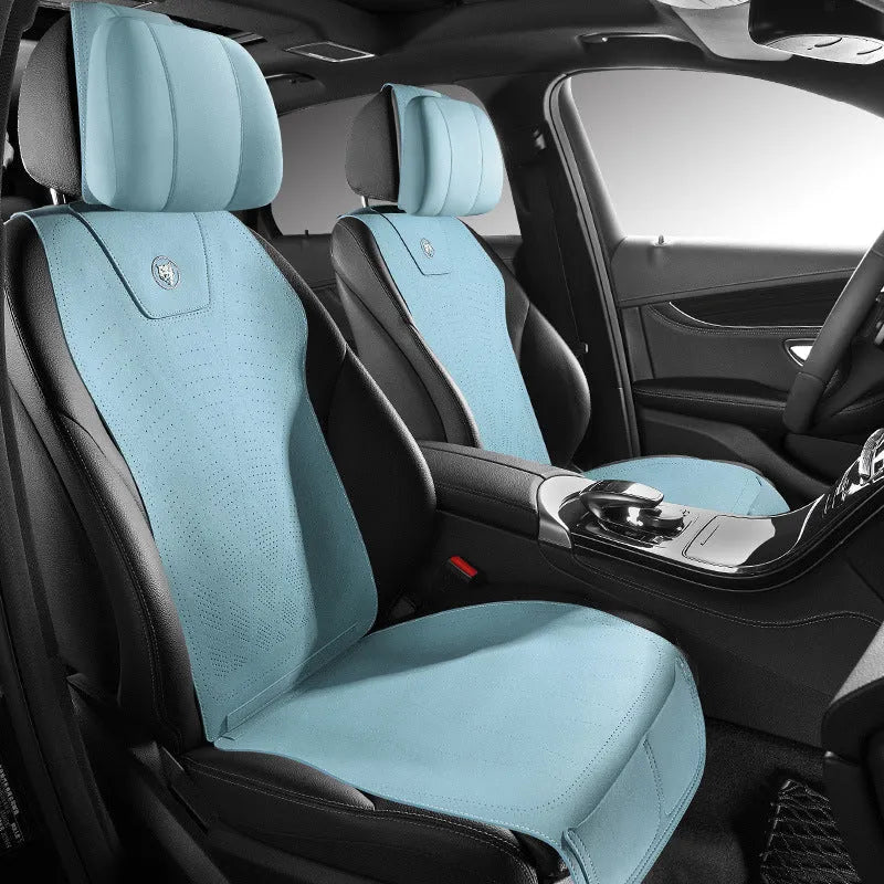 Tailored leather ultra thin car seat cover in Hermes orange colour with gradient hole pattern