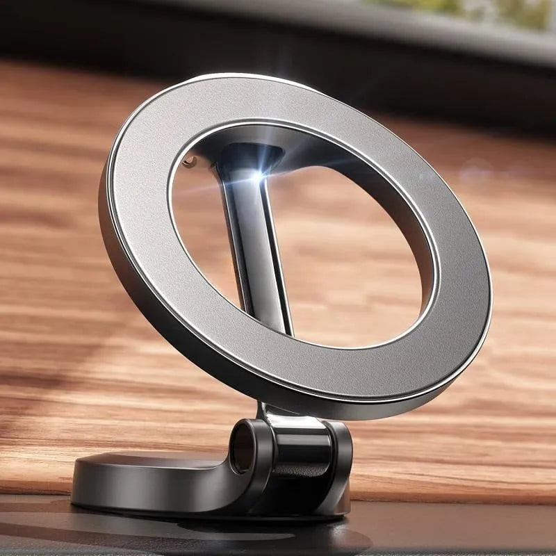 All-metal foldable magnetic car phone mount for dashboard in Qian colour.