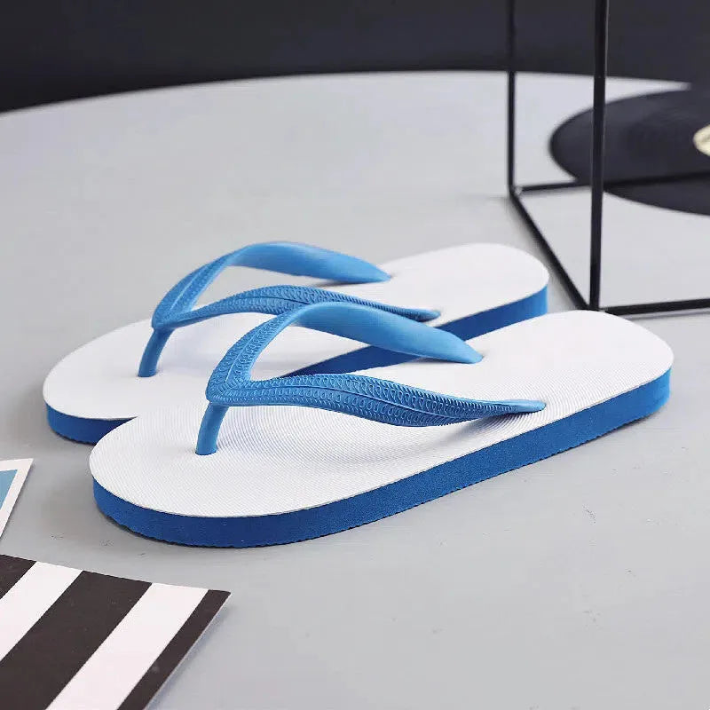 Casual rubber flip-flops with fish logo in green, red, blue, or black colours