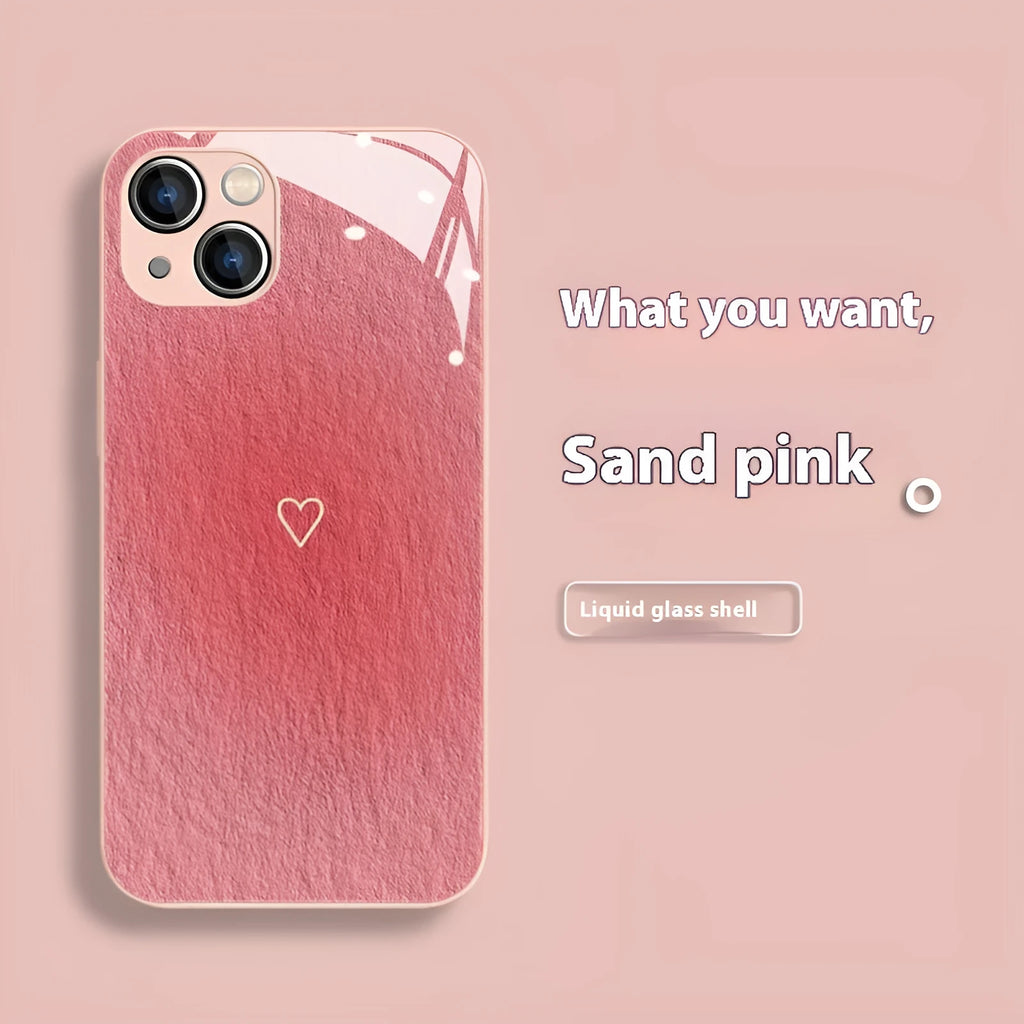 Liquid glass shockproof iPhone case with oil painting Love design for Apple iPhone