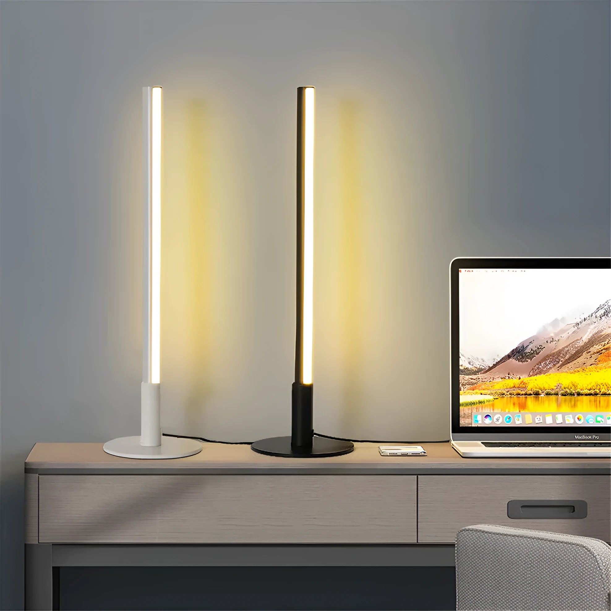 Retro aluminium alloy decorative atmosphere lamp showing black finish with dimensions 14cm diameter by 48.5cm height