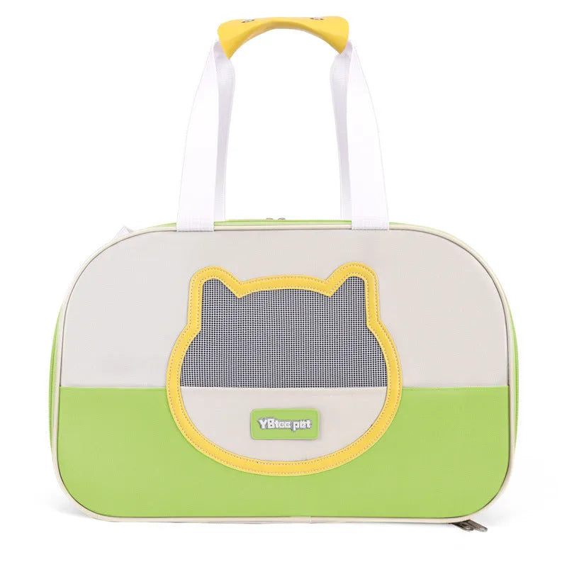 Foldable outdoor cat backpack in blue colour with breathable Oxford cloth construction and 15 kg capacity
