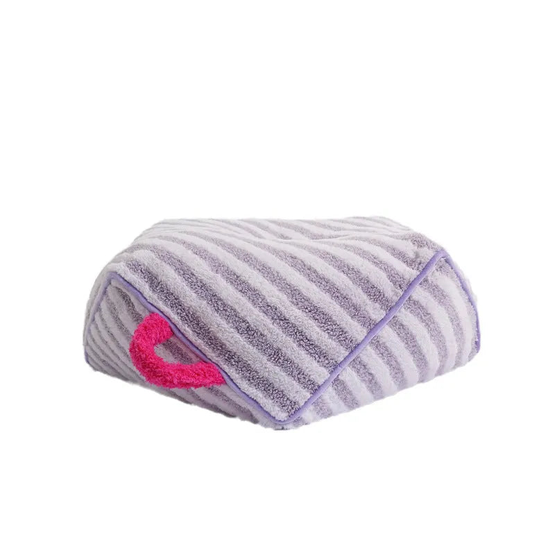 Striped plush velvet pet bed with removable cover for dogs in orange colour
