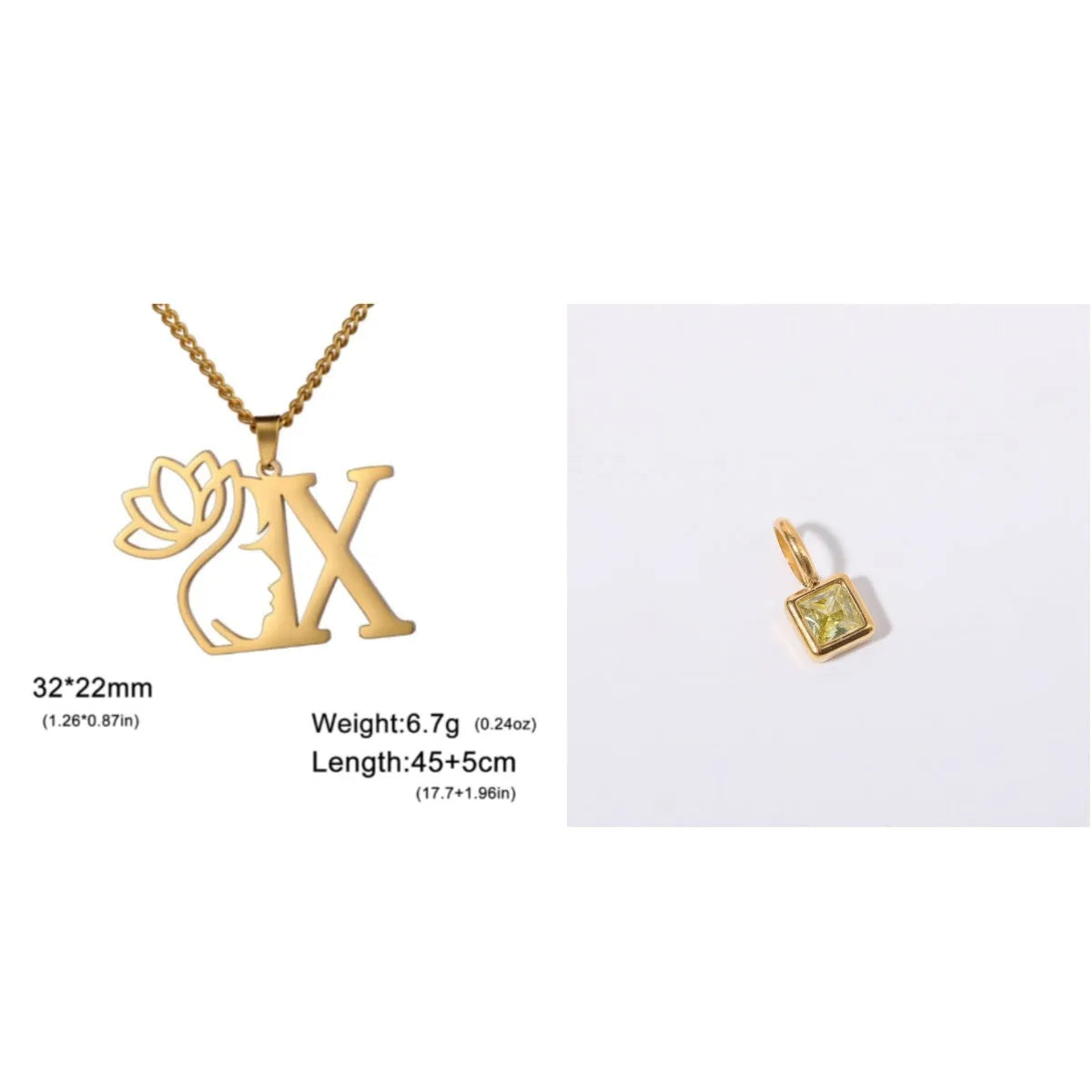 Gold and silver stainless steel fashion necklaces with a cross chain design and matching pendants.