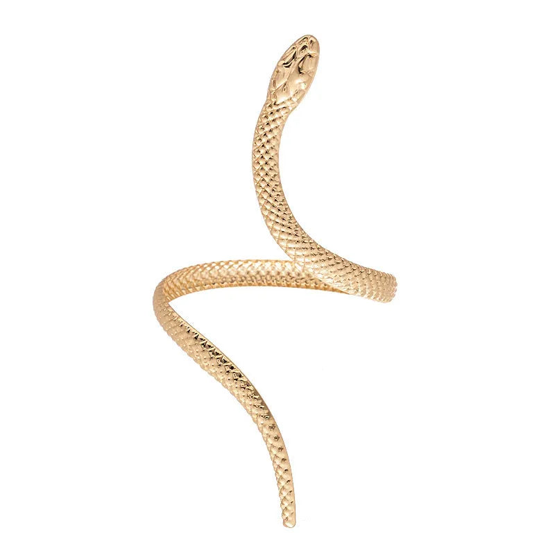 Gold and silver exaggerated twisted snake design ring and bracelet jewellery set