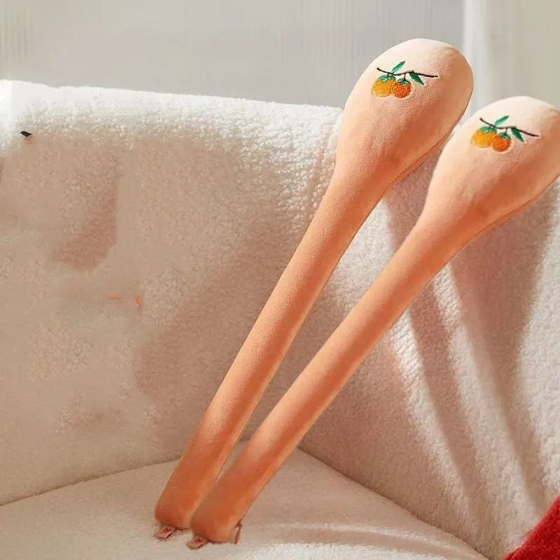 48 cm persimmon coloured back-pounding massage stick with meridian flap design and zipper style construction