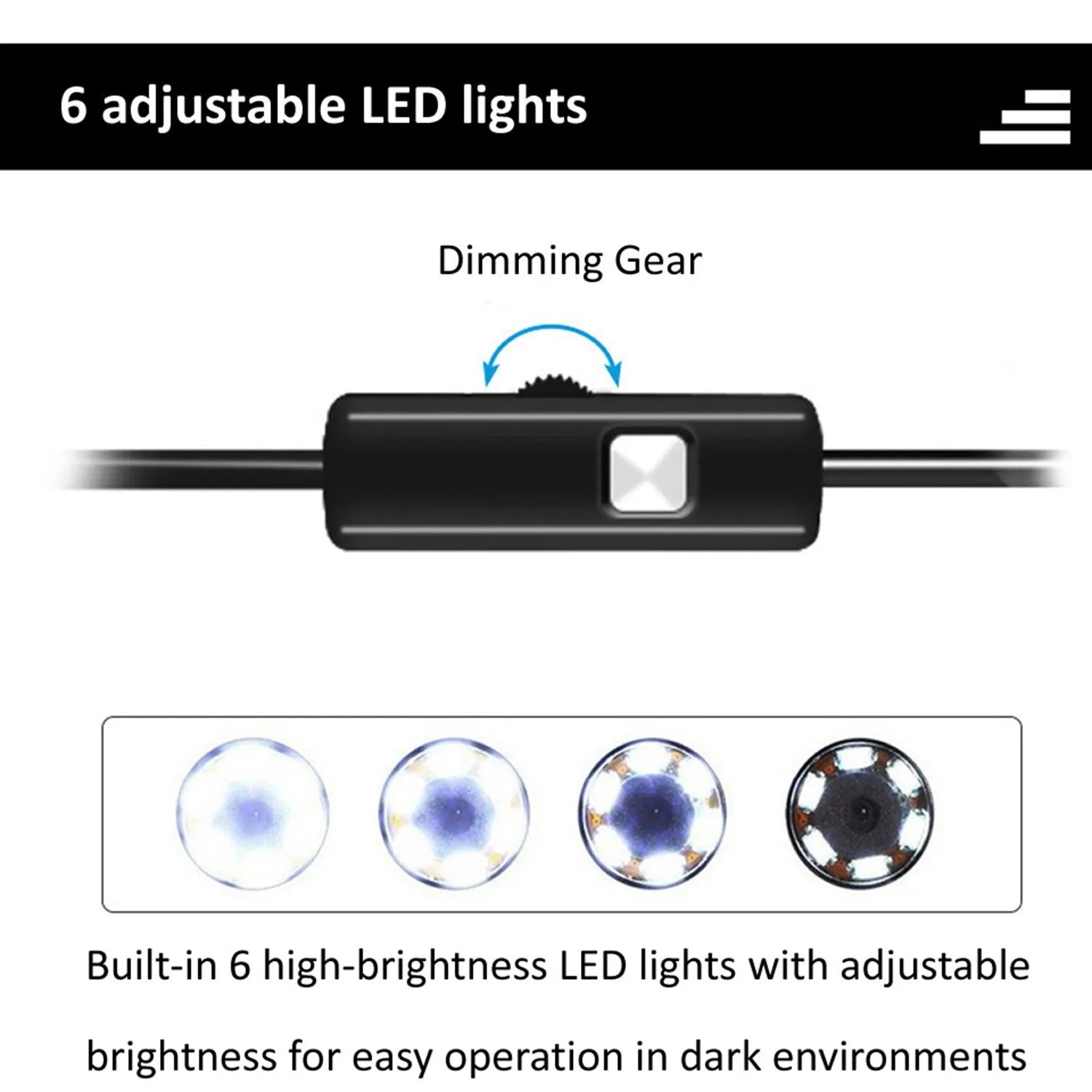 USB C Android mobile phone endoscope with flexible cable, IP67 waterproof rating, and accessories including hook and magnet.