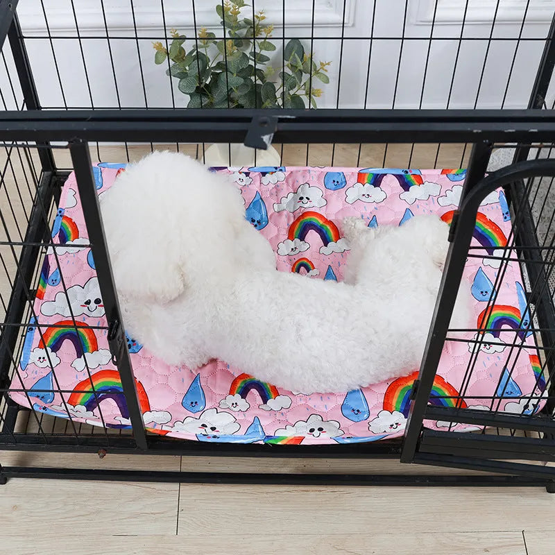 Reusable washable waterproof pet urine pad in animal print pattern with non-slip backing