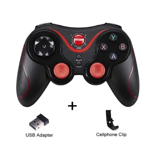 X3 Bluetooth wireless game controller for Android phones with mobile phone clip accessory