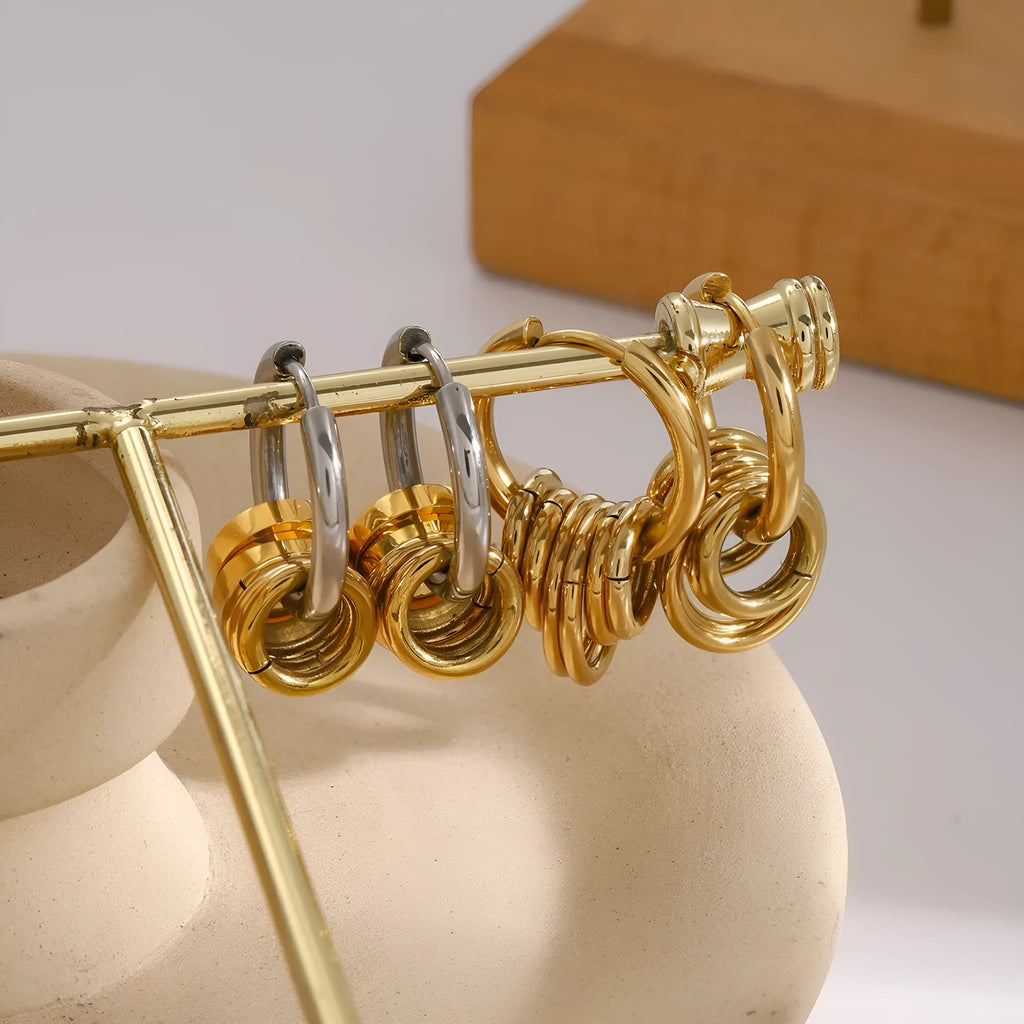 Stainless steel ins style earrings with electroplated finish in JDE2405019 colour.