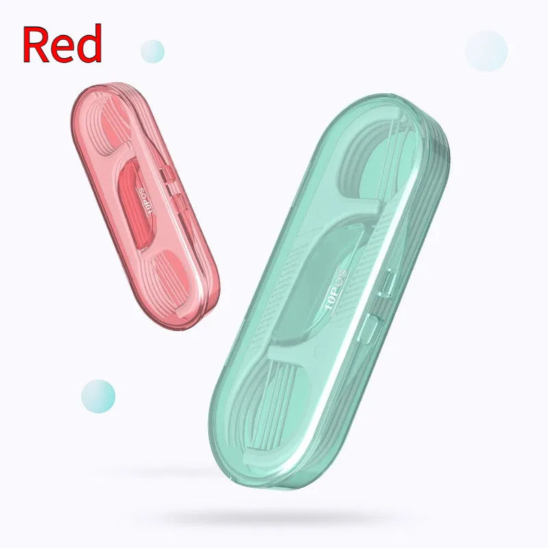 Dental floss with independent packaging in plastic material showing 100 single pack option