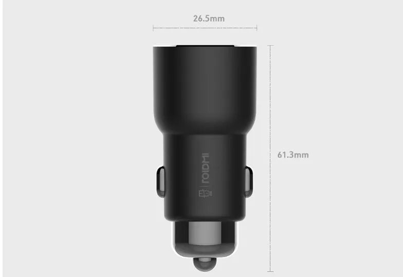 Black Ruimi 3S Bluetooth car charger with dual USB ports for device charging and music streaming
