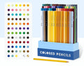 Boxed set of 72 or 126 soft core coloured pencils with basswood casings for art students.