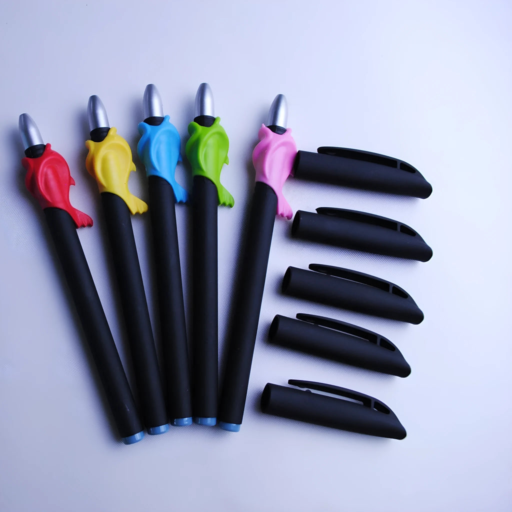 Blue automatic fading pen set with 0.5mm tip, eight refills, and 130mm plastic pen body