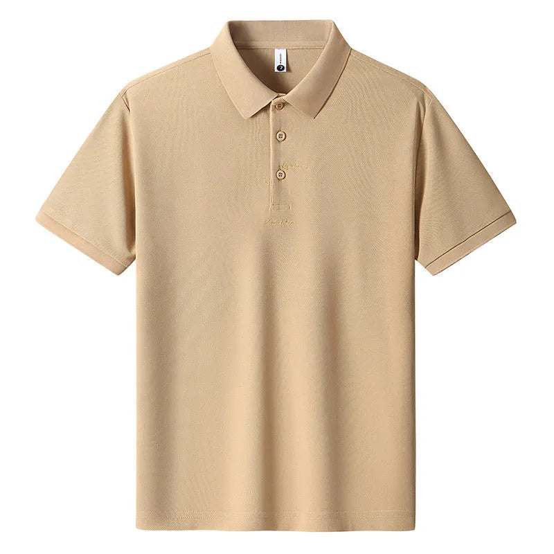 Men's cotton loose fit t-shirt with letter pattern in khaki colour showing short sleeves and casual design