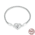 Original Niche S925 sterling silver heart-shaped bracelet for women, silver colour, size 17CM, fashion OL style