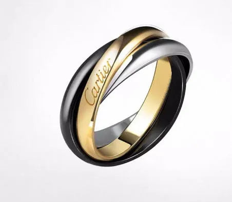 Silver couple rings showing full diamond setting and plain band options on a ring box.