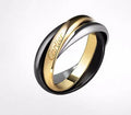 Silver couple rings showing full diamond setting and plain band options on a ring box.