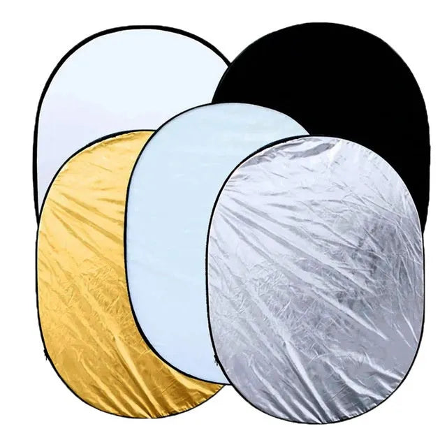 60cm collapsible photography reflector with five surfaces: gold, silver, white, black and translucent