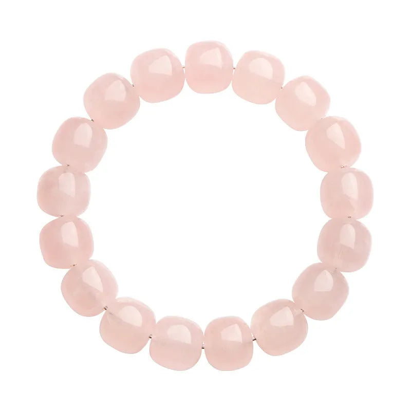 Pink bracelet with geometric barrel beads made from natural bamboo crystal measuring 11 * 12mm