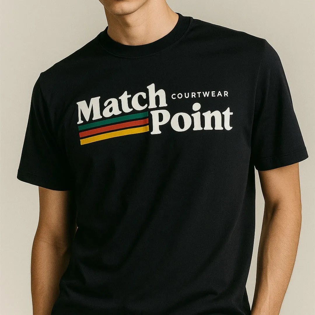 Men's black t-shirt with 3D digital pattern, short sleeves, round neck