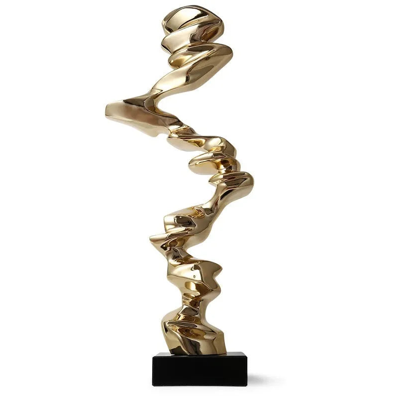 Abstract still life sculpture in Ran Ran Rose bright gold, elegant silver, or phantom blue.