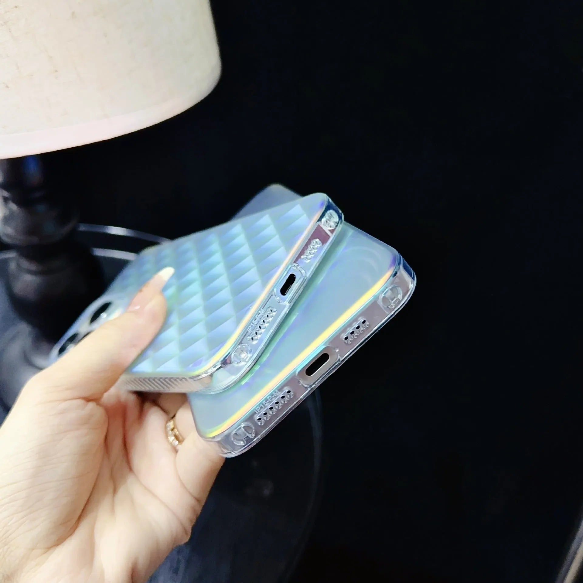 Frosted double-layer drop-resistant protective cover for iPhone 11-16 with colour-changing feather pattern and matte finish